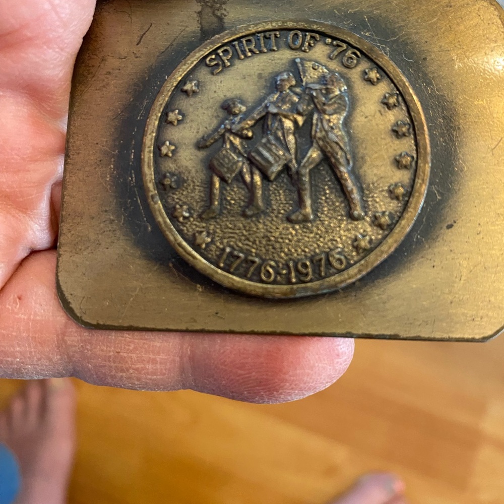 Source Unknown Brass 'Spirit of '76' Belt Buckle - Antique Gold Tone